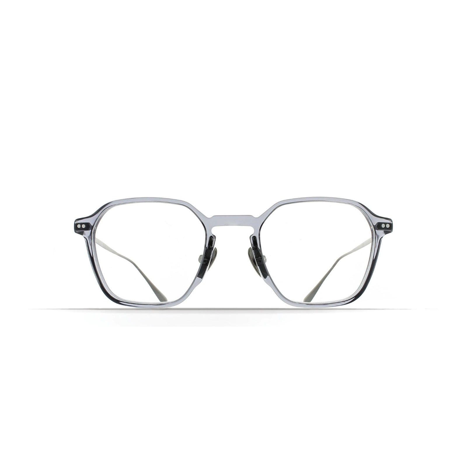 Occhiali da vista Brett Aston C07 acetato grigio e titanio silver vista frontale