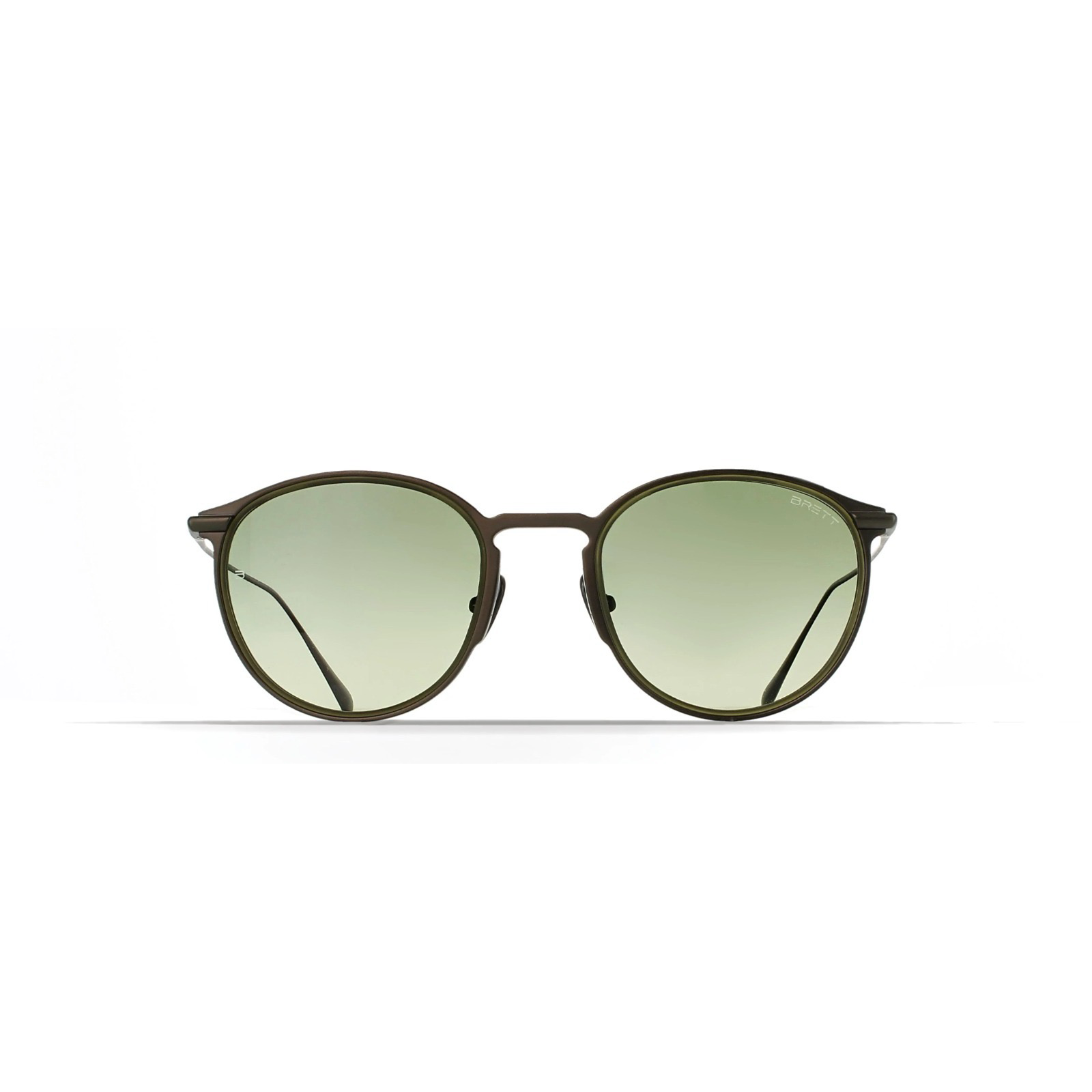 Occhiali da sole Brett Mario Sun C06 montatura rettangolare gunmetal e cachi vista frontale