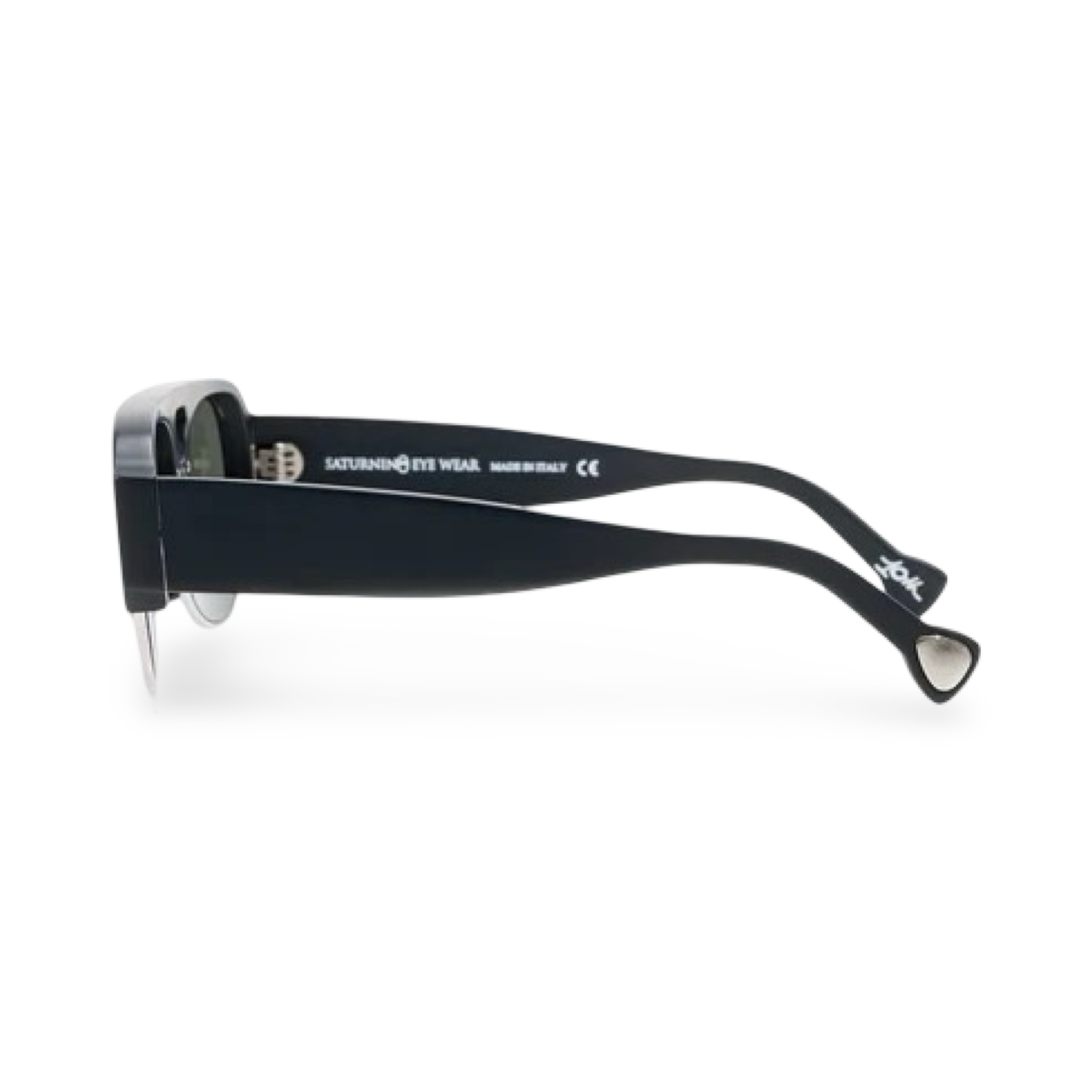 Dettaglio asta e profilo occhiali Saturnino Eyewear metaneptune