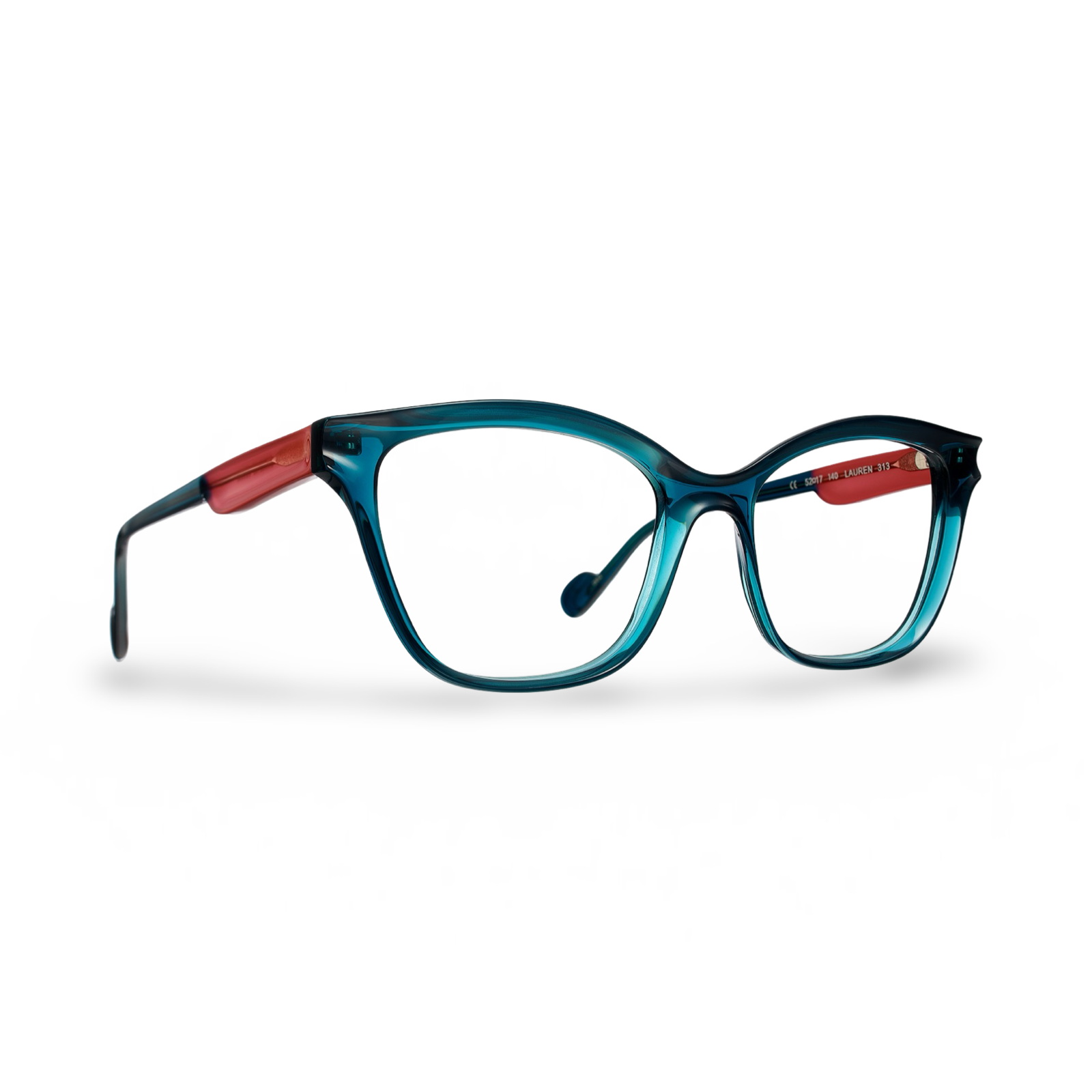 Montatura a farfalla squadrata Caroline Abram Lauren 313 frontale blu petrolio