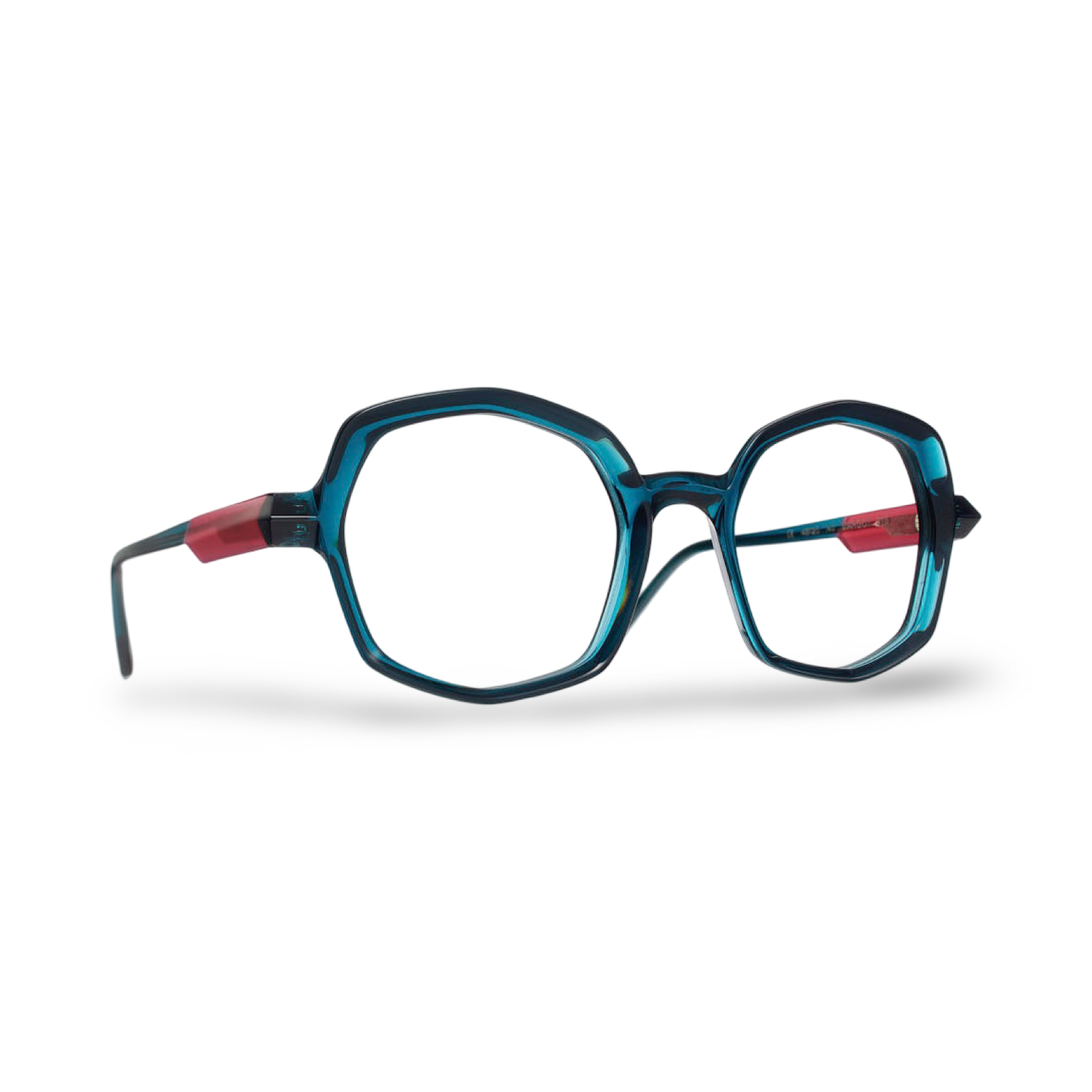 Montatura ottagonale Caroline Abram Margot 313 frontale blu petrolio