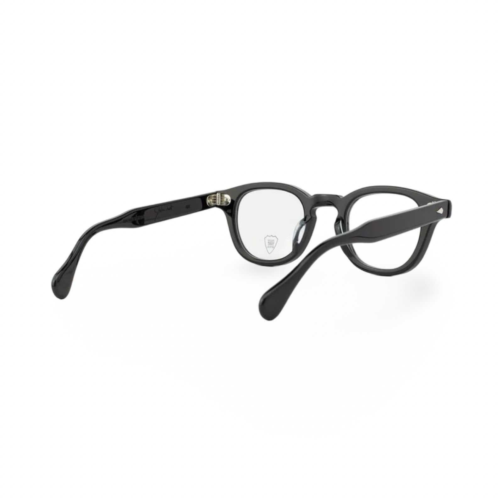 Dettaglio asta e cerniere con rivetti a freccia occhiali Julius Tart Optical AR black