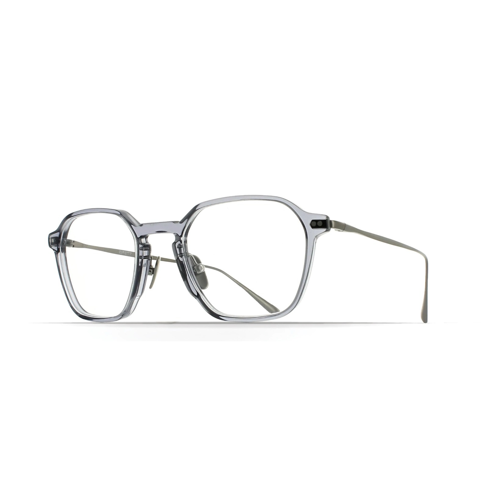 Occhiali Brett Aston C07 montatura trasparente e metallo vista in prospettiva