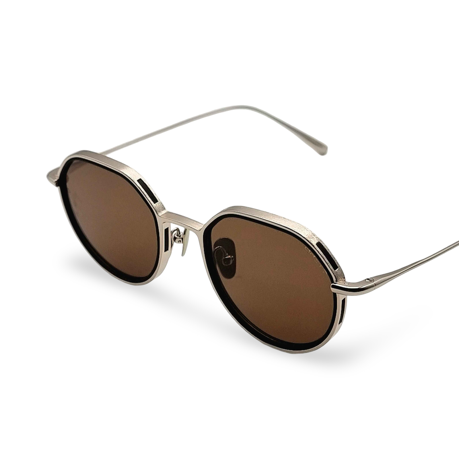 Occhiali da sole Brett Jim Sun C02 in titanio silver e acetato vista in prospettiva