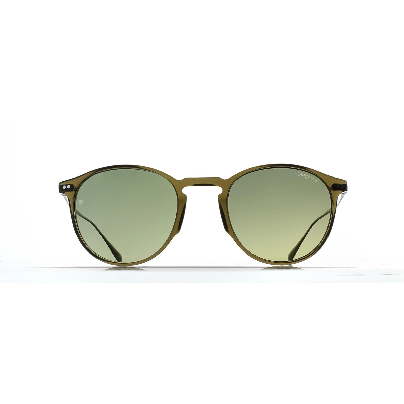 Occhiali da sole Brett Miles Sun C16 acetato cachi e titanio argento vista frontale